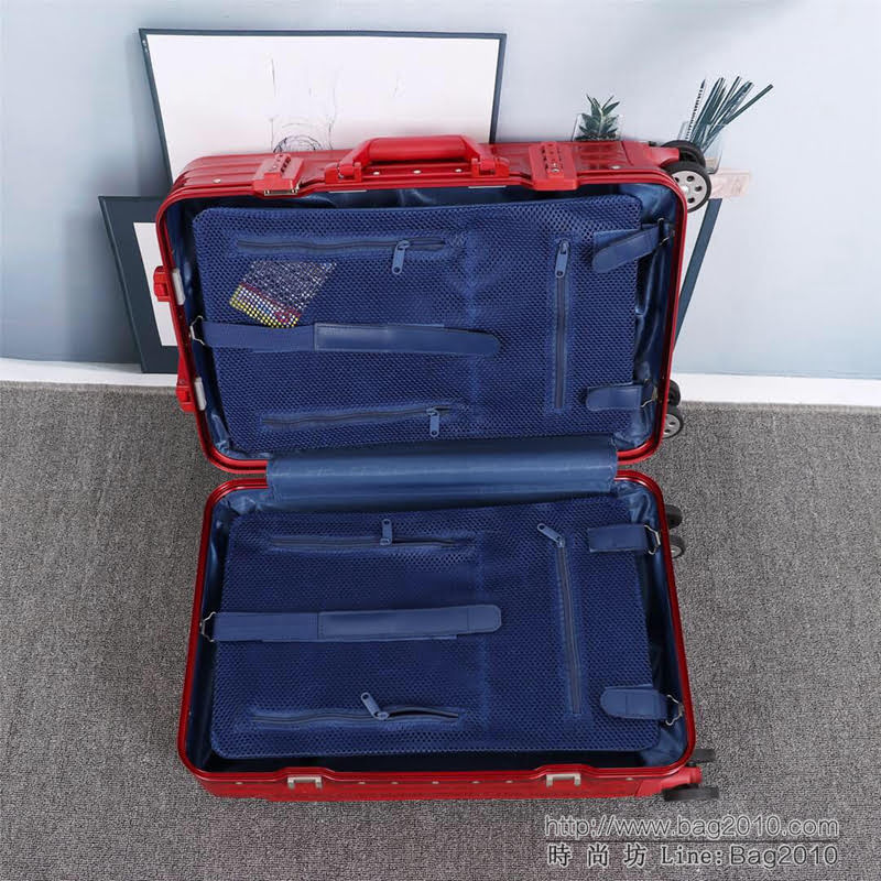 潮牌Suprmem聯名rimowa日默瓦 專櫃雙排萬向靜音飛機輪 航空7系鋁合金 拉箱/拉杆箱 20寸登機箱  xbt1153